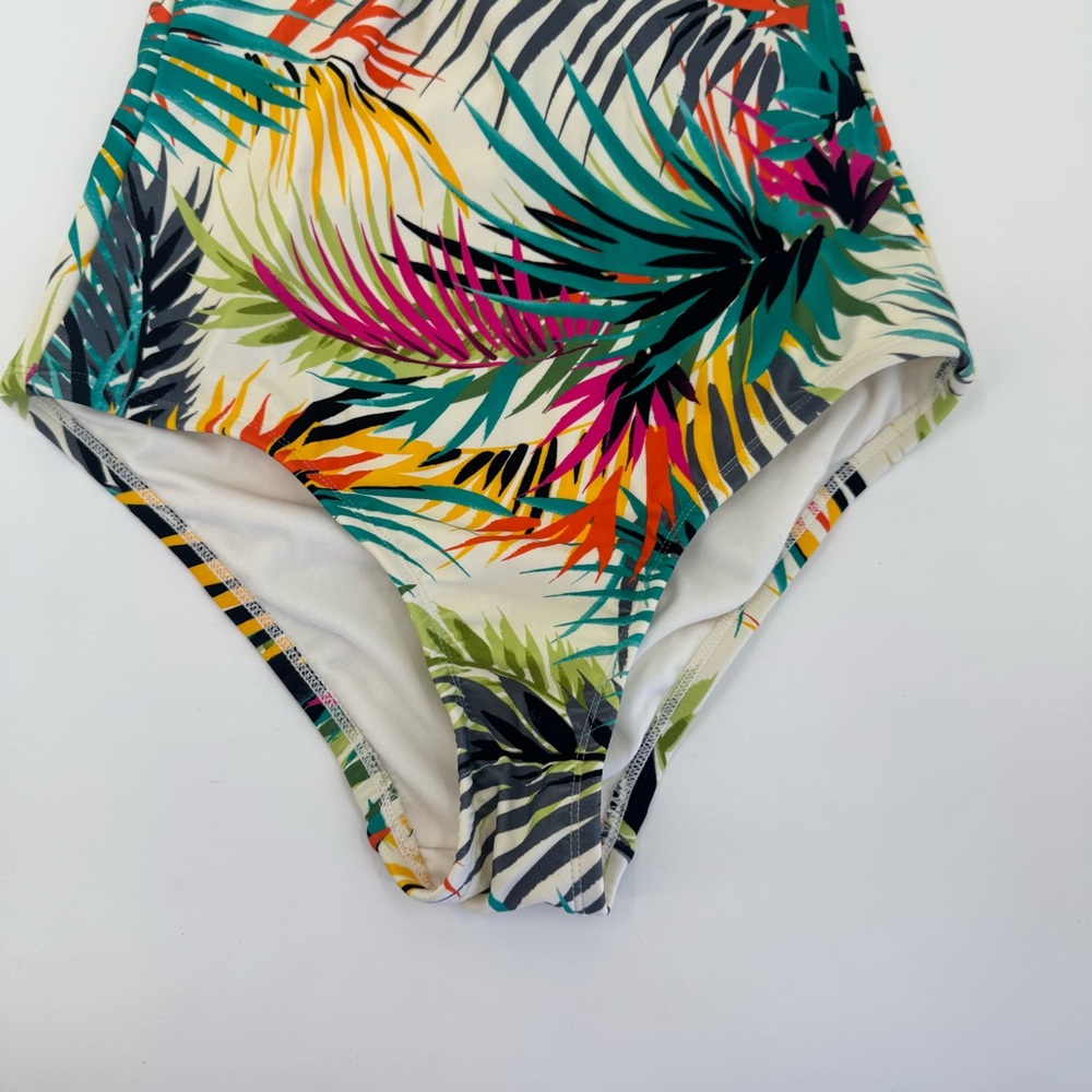 Shade & Shore Tropical Print Plunge Ring Detail One Piece Swimsuit Size Small - Picture 4 of 7